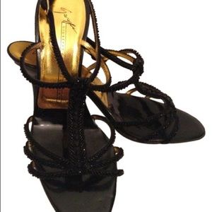 Giuseppe Zanotti Black Sequined Evening Sandals